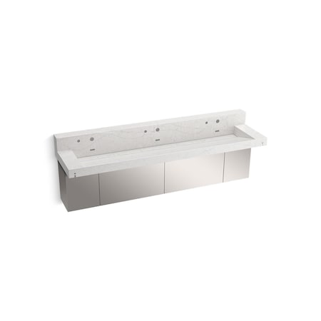 Kohler 90In Wall-Mount Trough Lavatory System With Backsplash In Pearl Jasmine 81028-BSS-KEP